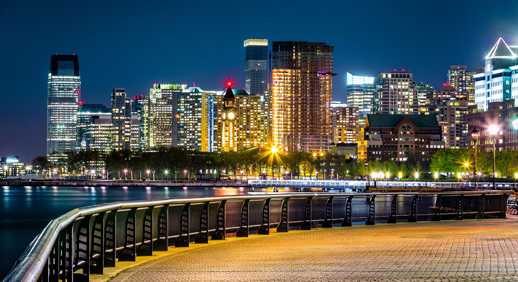 city skyline at night