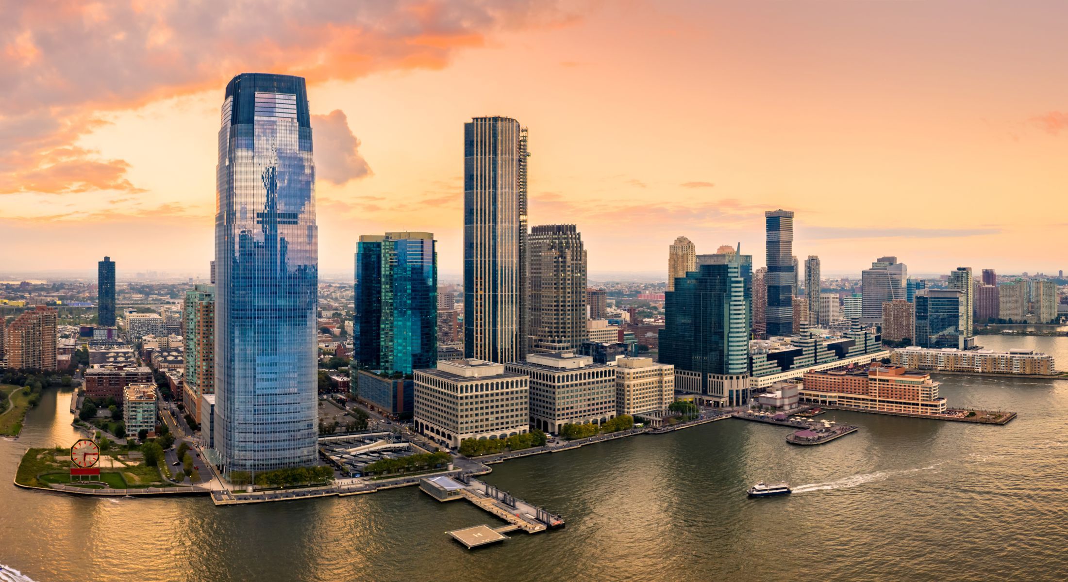 city skyline at dusk